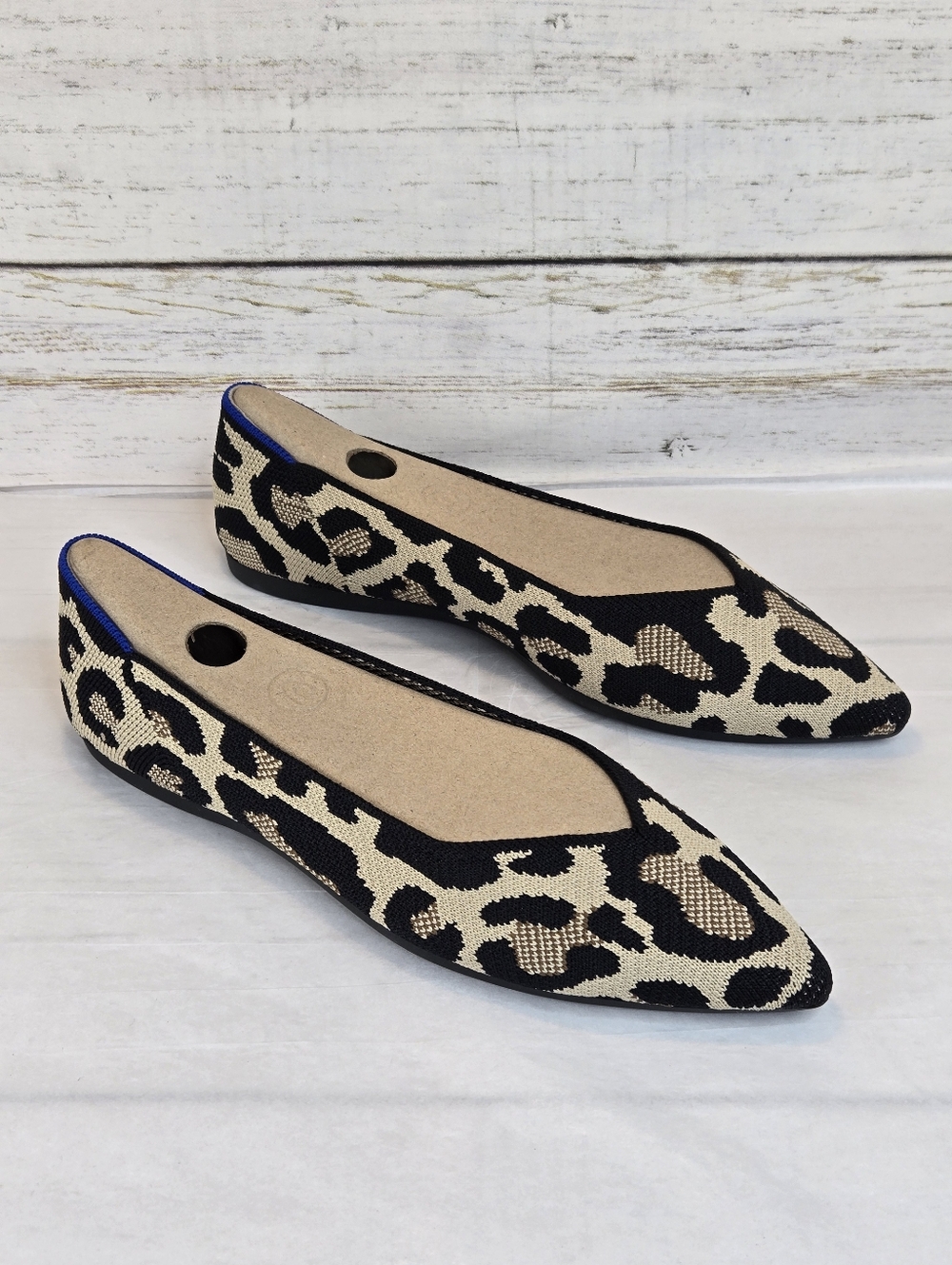 Rothy's Ballet Flats Pointed Toe Desert Cat Leopard Print Knit Women's Size 8
